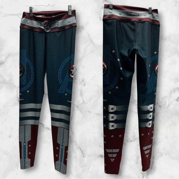 Drakon Workout Captain America Superhero Colombian Leggings Smooth Size XS - Picture 4 of 11